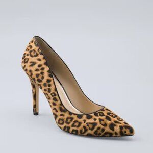 WHBM Olivia Leopard-Print Calf-Hair Pumps. Size 8